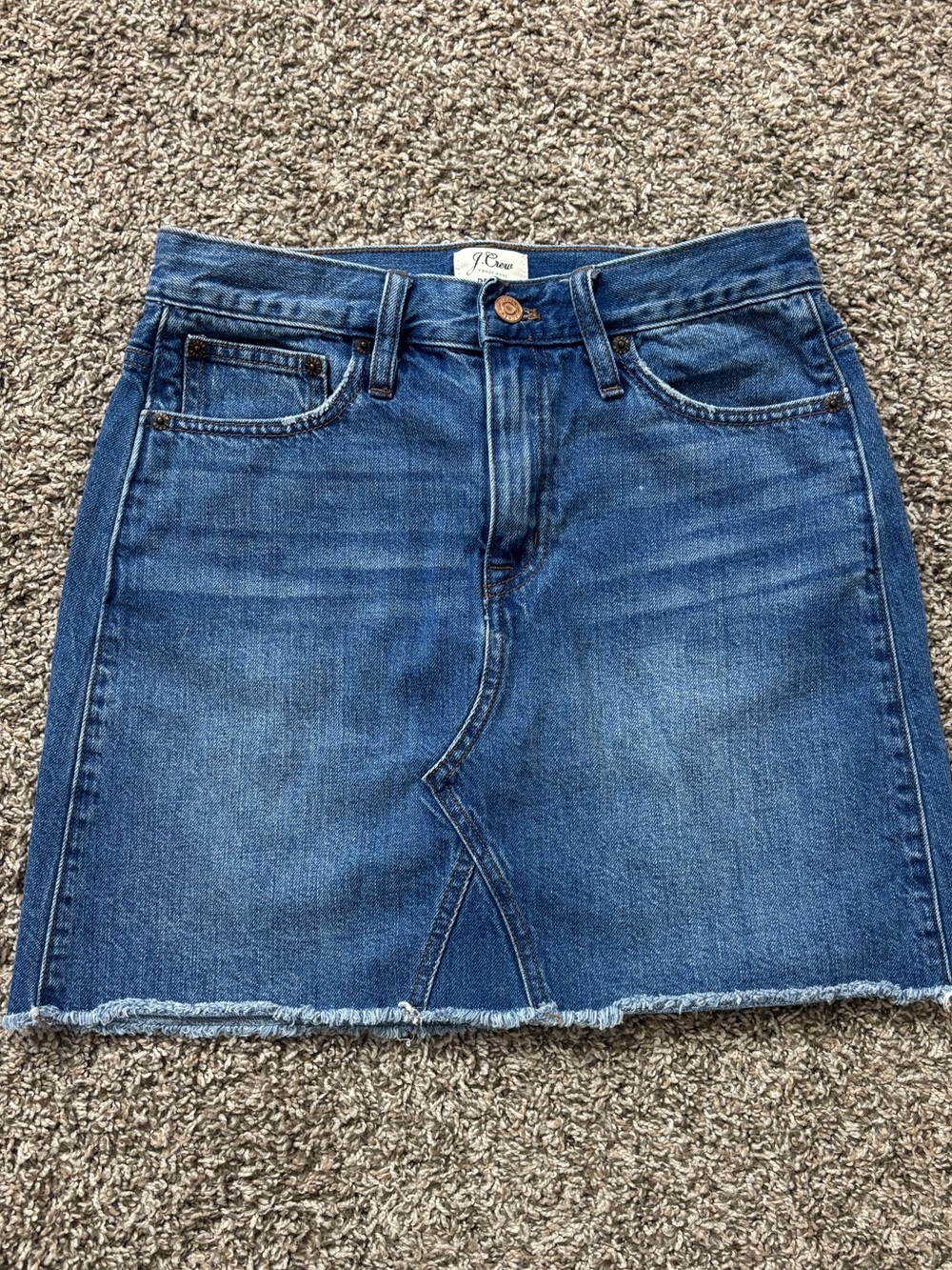 J. Crew Denim Blue Denim Mini Skirt with Raw Hem Woman Size 26